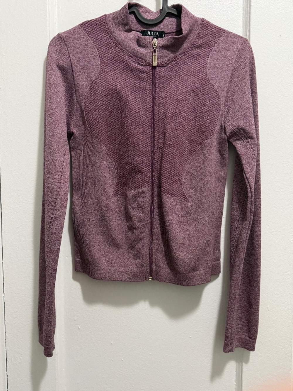 Mauve Zip-Front Knit Hoodie